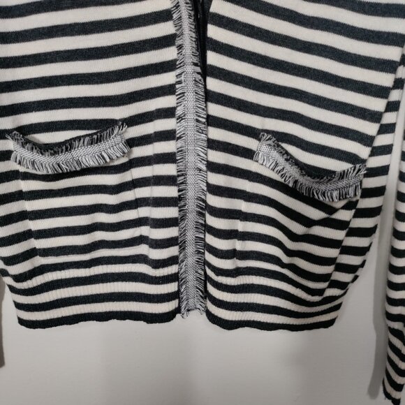 J Crew Stripe Harlow Cardigan Sweater 100 % Merino Wool Size M - Picture 4 of 8